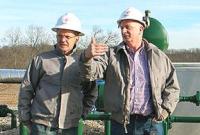 Torstein Hole (left); seniorVP for US onshore in Statoil and Andy Winkle; Statoil's VP for the Marcellus asset; at a well pad in the Marcellus area