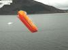 The picture shows drop-testing of upgraded lifeboats in November 2013