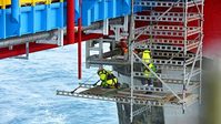 Harald Pettersen/Statoil - Scaffolding work on the Sleipner field